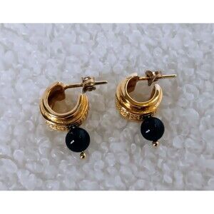 Vtg Hallmark Sweet Gold Overlay 925 Sterling Silver Dangle Hoop Earrings 19 mm